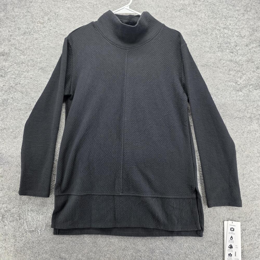 RBX Sweater Pullover Womens M Black Mock Neck Tight-Knit Lightweight Stretch